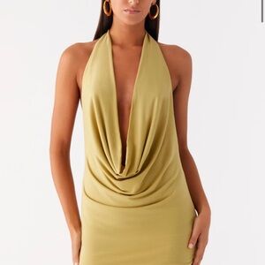Peppermayo Olive Halter Mini Dress